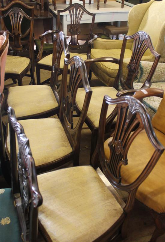 Set of 6 Hepplewhite shield back dining chairs